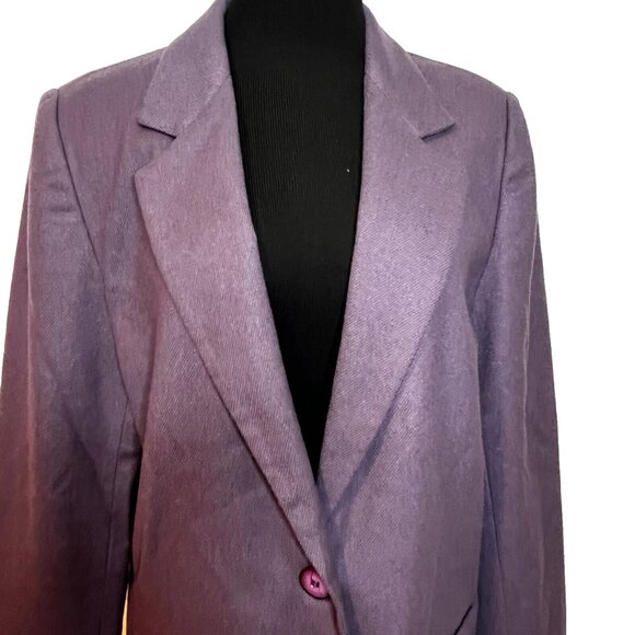 VTG Wool Blazer Plum Purple Single Button Size 12 Officecore Work Style Preppy - Picture 3 of 10